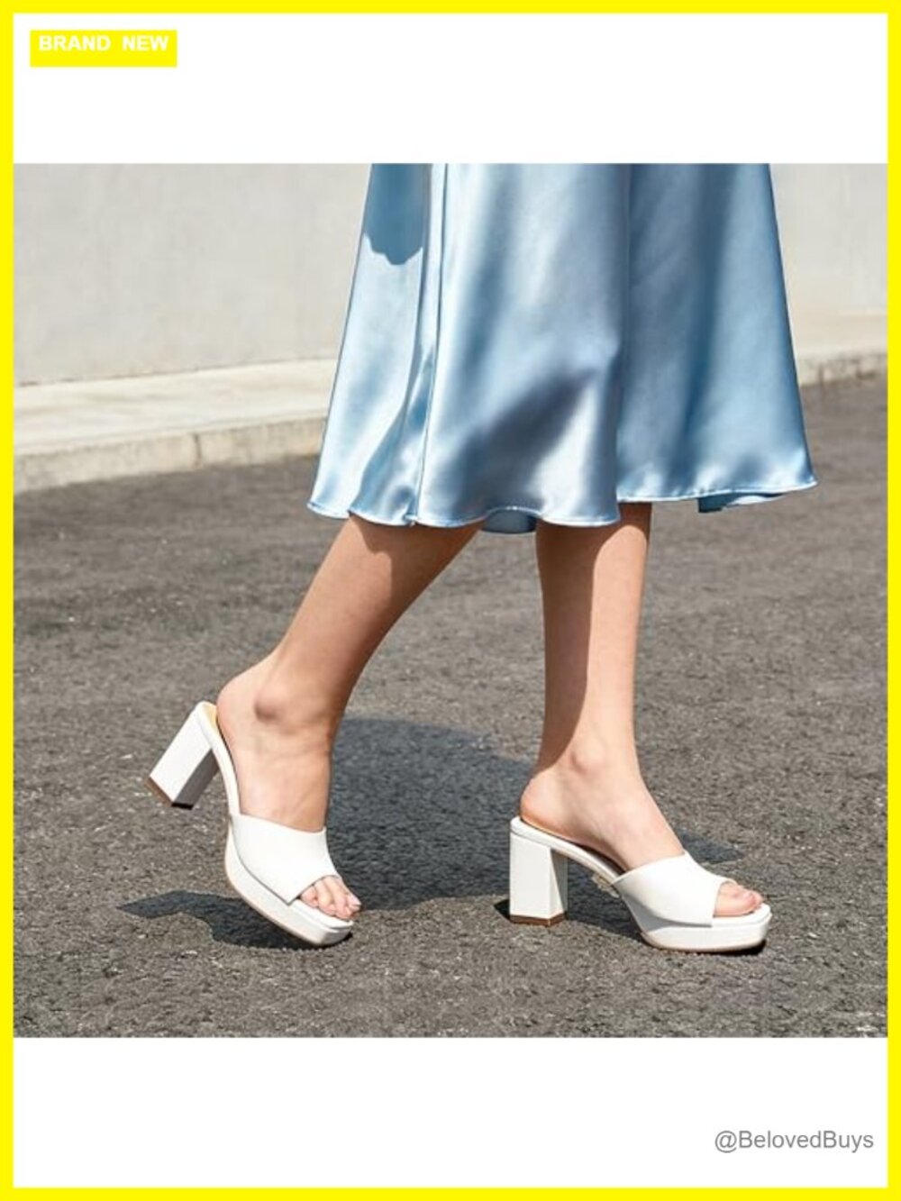 Women's Faux Leather Platform Block Heel Mule Sandals Slip On Square Toe Summer - Picture 2 of 6